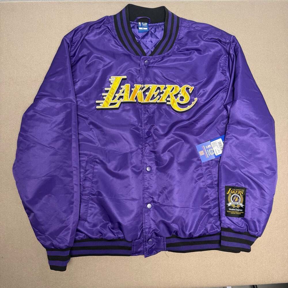 Ultra Game NBA Los Angeles Lakers Satin Varsity Bomber Jacket